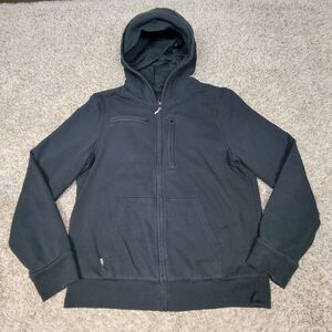 BauBax Hoodie Sweatshirt Mens Large Black Full Zip Travel Jacket Pockets Hooded